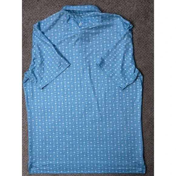 Johnnie O Polo Shirt Mens L Golf Ibiza Blue Martini Shaker Performance Preppy - Picture 4 of 7